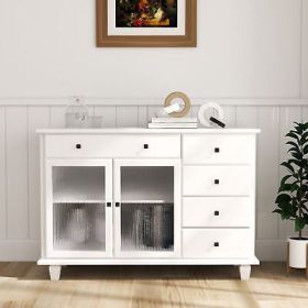 Double Door Kitchen Island with Lockable Wheels, Towel Rack, Storage Drawer and