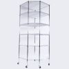 6-Layer Chrome Plated Polygonal Corner Shelf with 2" PP Wheels 680*680*1800 Silver