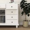 Double Door Kitchen Island with Lockable Wheels, Towel Rack, Storage Drawer and