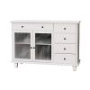Double Door Kitchen Island with Lockable Wheels, Towel Rack, Storage Drawer and