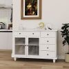 Double Door Kitchen Island with Lockable Wheels, Towel Rack, Storage Drawer and