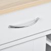 K&amp;K Store Kitchen Island Cart with Two Storage Cabinets and Four Locking Wheels; Wine Rack; Two Drawers; Spice Rack; Towel Rack (White)