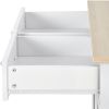 K&amp;K Store Kitchen Island Cart with Two Storage Cabinets and Four Locking Wheels; Wine Rack; Two Drawers; Spice Rack; Towel Rack (White)