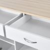 K&amp;K Store Kitchen Island Cart with Two Storage Cabinets and Four Locking Wheels; Wine Rack; Two Drawers; Spice Rack; Towel Rack (White)