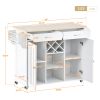 K&amp;K Store Kitchen Island Cart with Two Storage Cabinets and Four Locking Wheels; Wine Rack; Two Drawers; Spice Rack; Towel Rack (White)