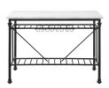 Mera Kitchen Island; White Cultured Stone & Gray Finish