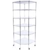 6-Layer Chrome Plated Polygonal Corner Shelf with 2" PP Wheels 680*680*1800 Silver