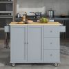 Rolling Mobile Kitchen Island with Solid Wood Top