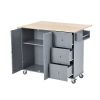 Rolling Mobile Kitchen Island with Solid Wood Top