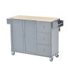 Rolling Mobile Kitchen Island with Solid Wood Top