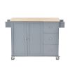 Rolling Mobile Kitchen Island with Solid Wood Top