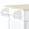 K&amp;K Store Kitchen Island Cart with Two Storage Cabinets and Four Locking Wheels; Wine Rack; Two Drawers; Spice Rack; Towel Rack (White)