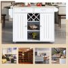 K&amp;K Store Kitchen Island Cart with Two Storage Cabinets and Four Locking Wheels; Wine Rack; Two Drawers; Spice Rack; Towel Rack (White)