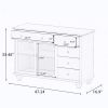 Double Door Kitchen Island with Lockable Wheels, Towel Rack, Storage Drawer and