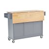 Rolling Mobile Kitchen Island with Solid Wood Top
