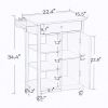 Kitchen island rolling trolley cart with towel rack rubber wood table top